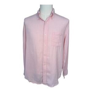 J. Crew Men’s Large Pink Classic‎ Linen-Blend Shirt Button Down Casual